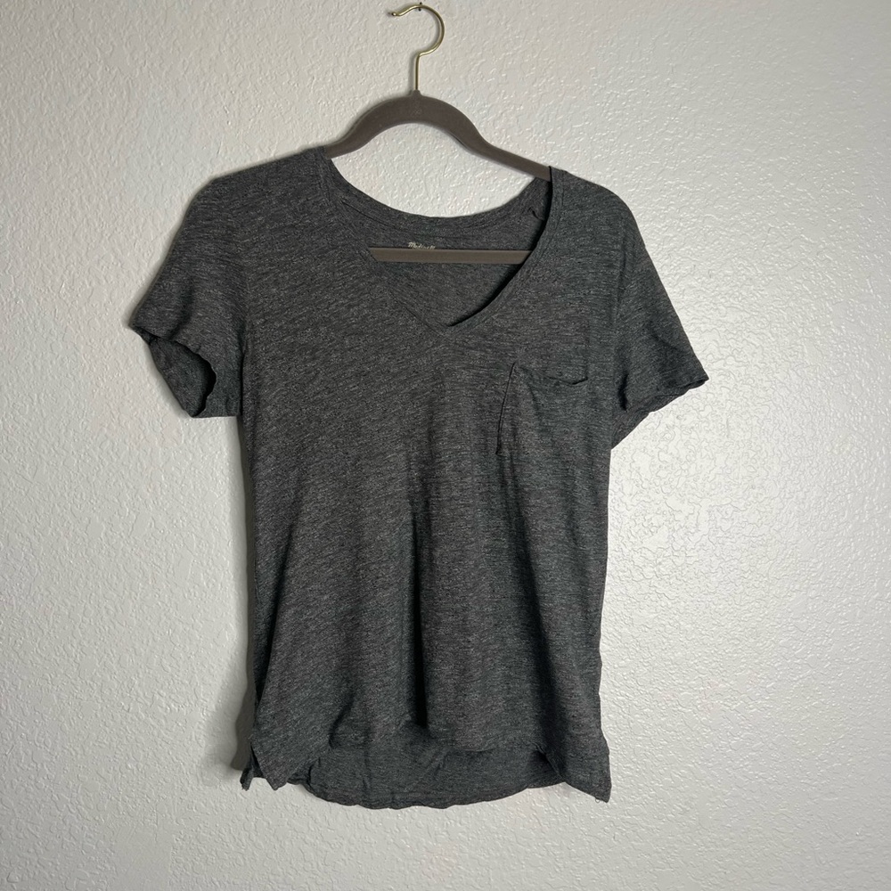 Madewell Grey V Neck Pocket Basic Tee Medium